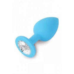 Plug silicone bleu avec bijou