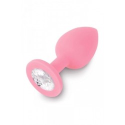 Plug silicone rose avec bijou